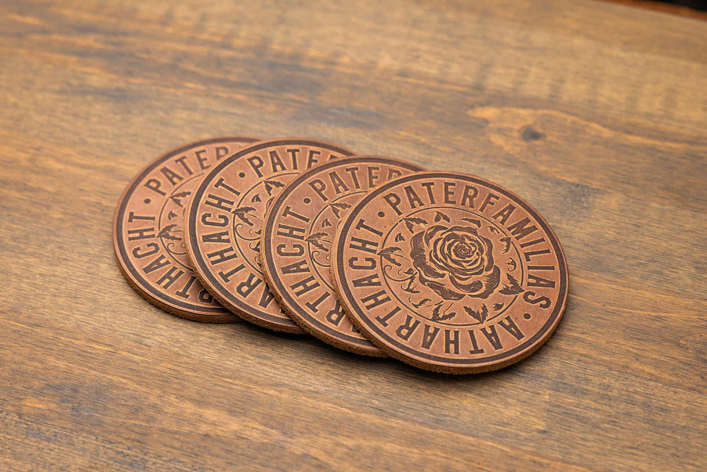 Fathertime Leather Coasters - "Paterfamilias" [Set of 4]