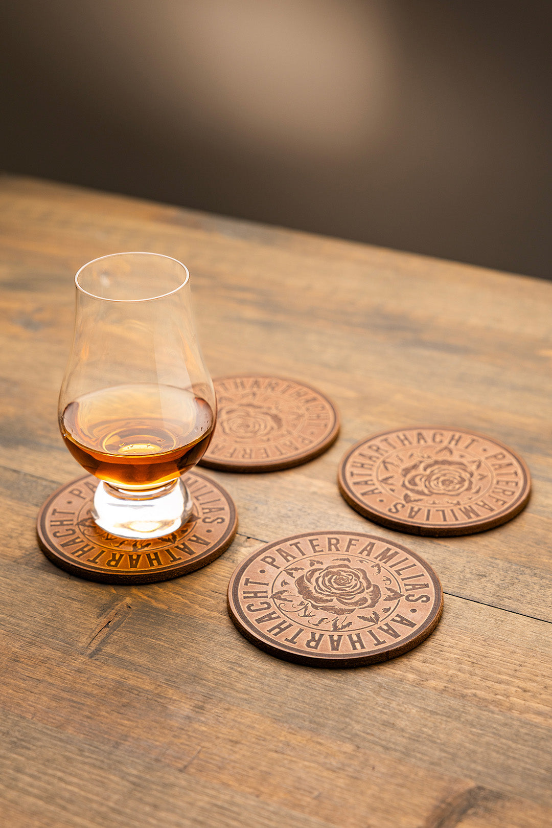 Fathertime Leather Coasters - "Paterfamilias" [Set of 4]