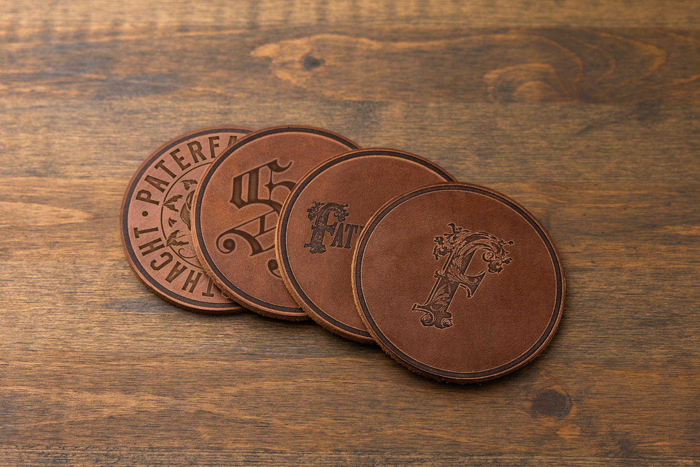 *NEW* Fathertime Leather Coasters - Variety Pack [Set of 4]